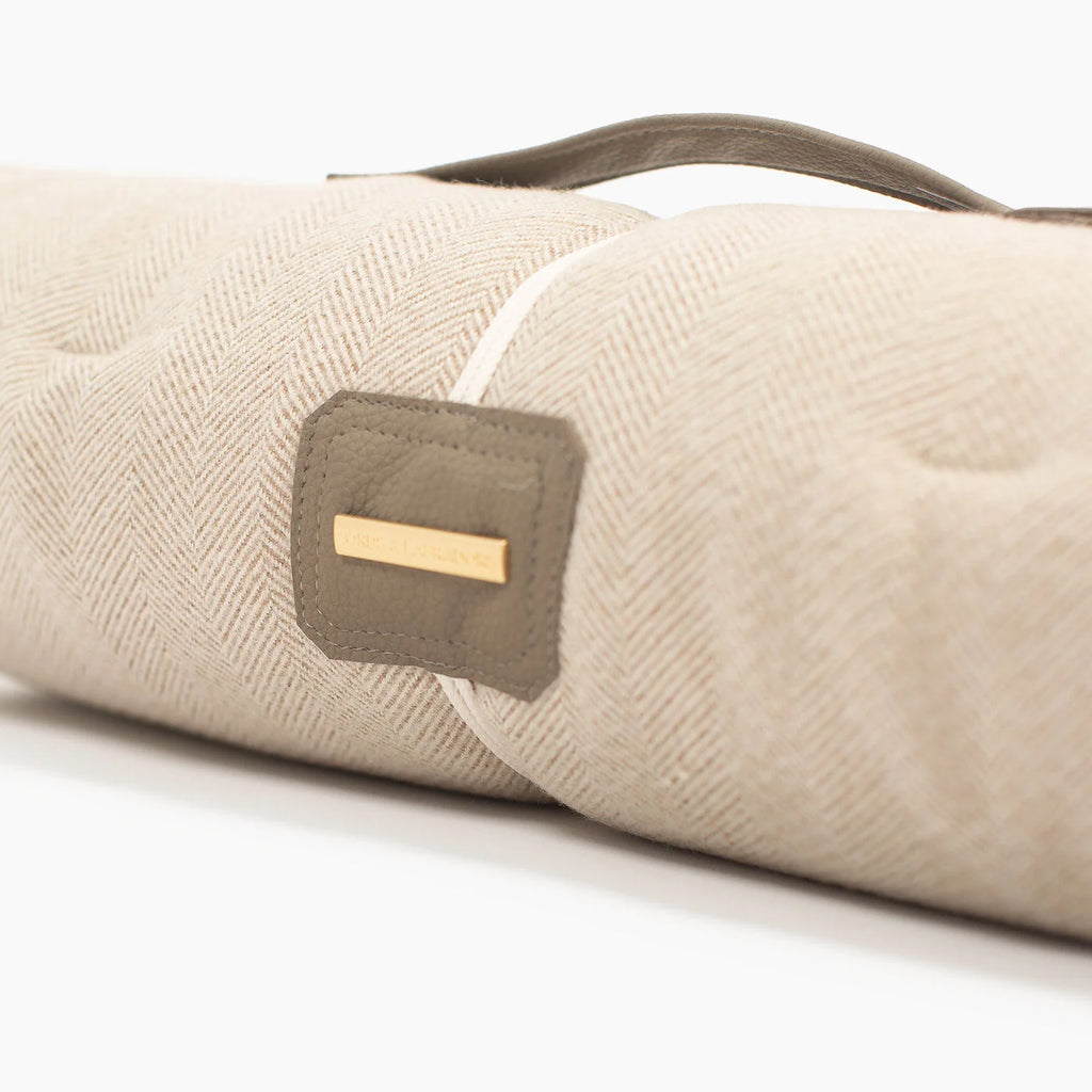Travel Mat in Natural Herringbone Tweed