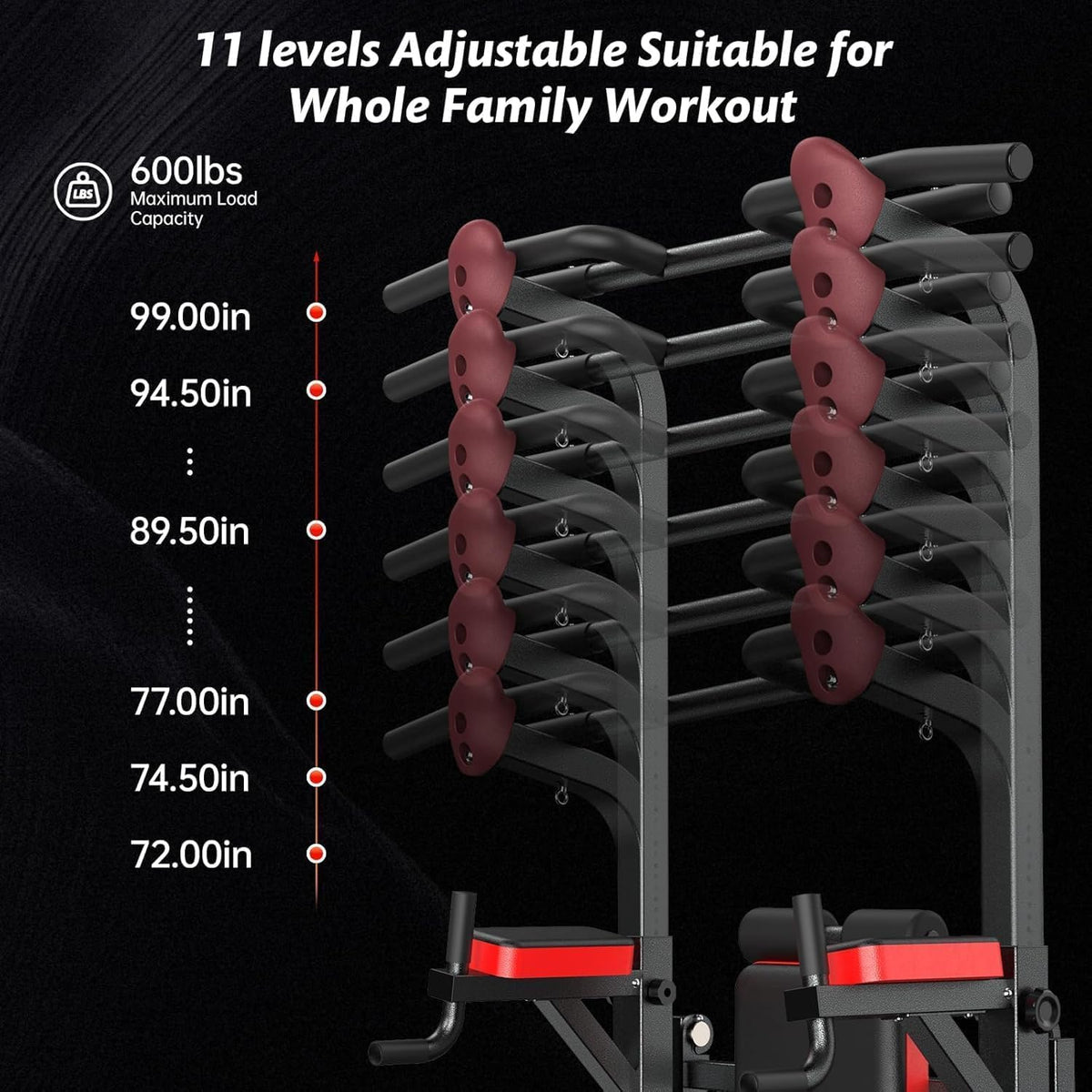 Adjustable Power Tower with Dip Station, Pull-Up Bar and Supine Board