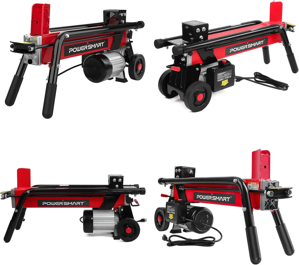 7-Ton Electric Log Splitter, 15 Amp, Horizontal Full-Beam Design with Steel Wedge