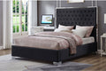T2385BK Black Velvet Platform Bed with Chrome Trim