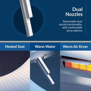 Luxury Electric Bidet Seat for Elongated Toilets, White
