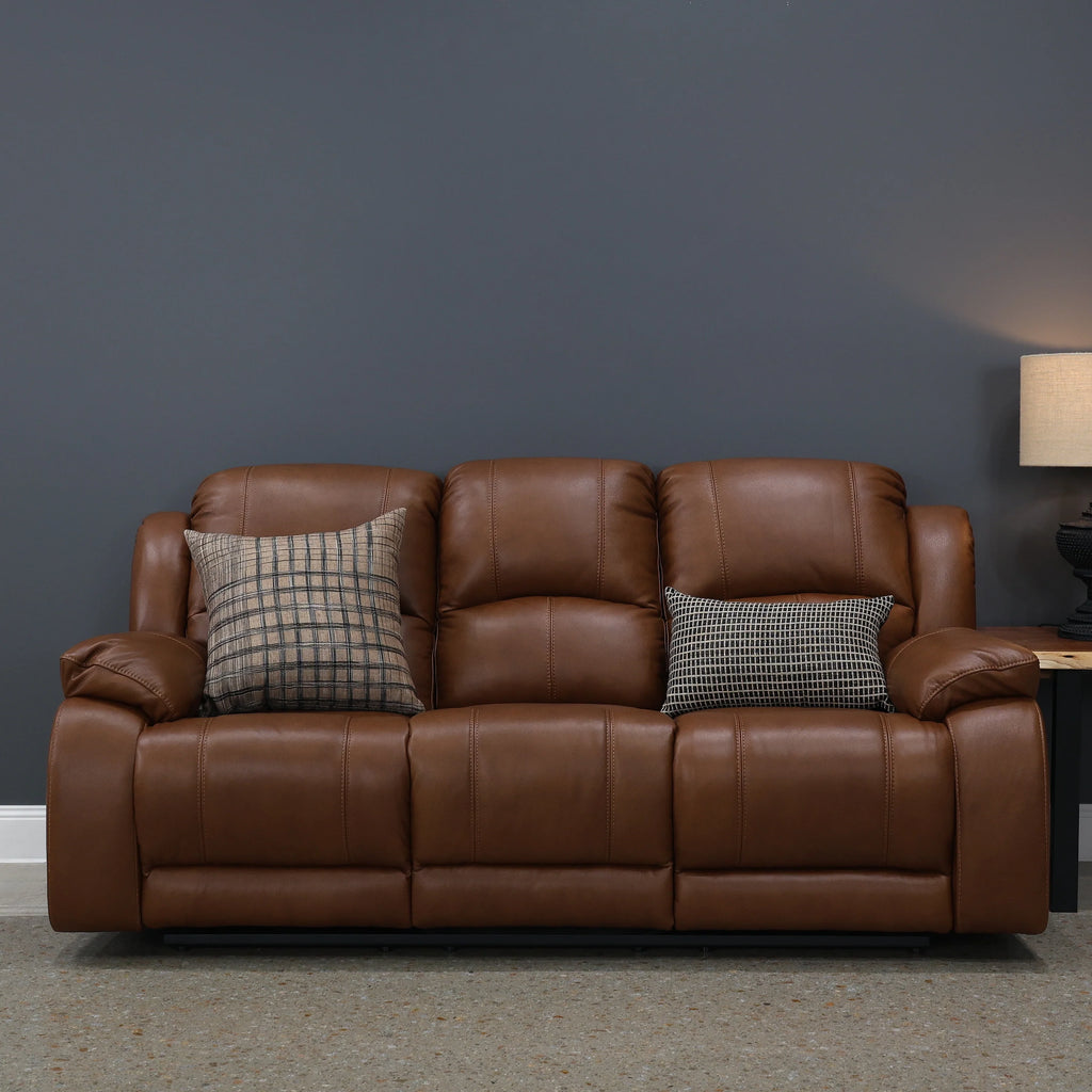 Bendigo Manual Reclining Sofa Tan Leather