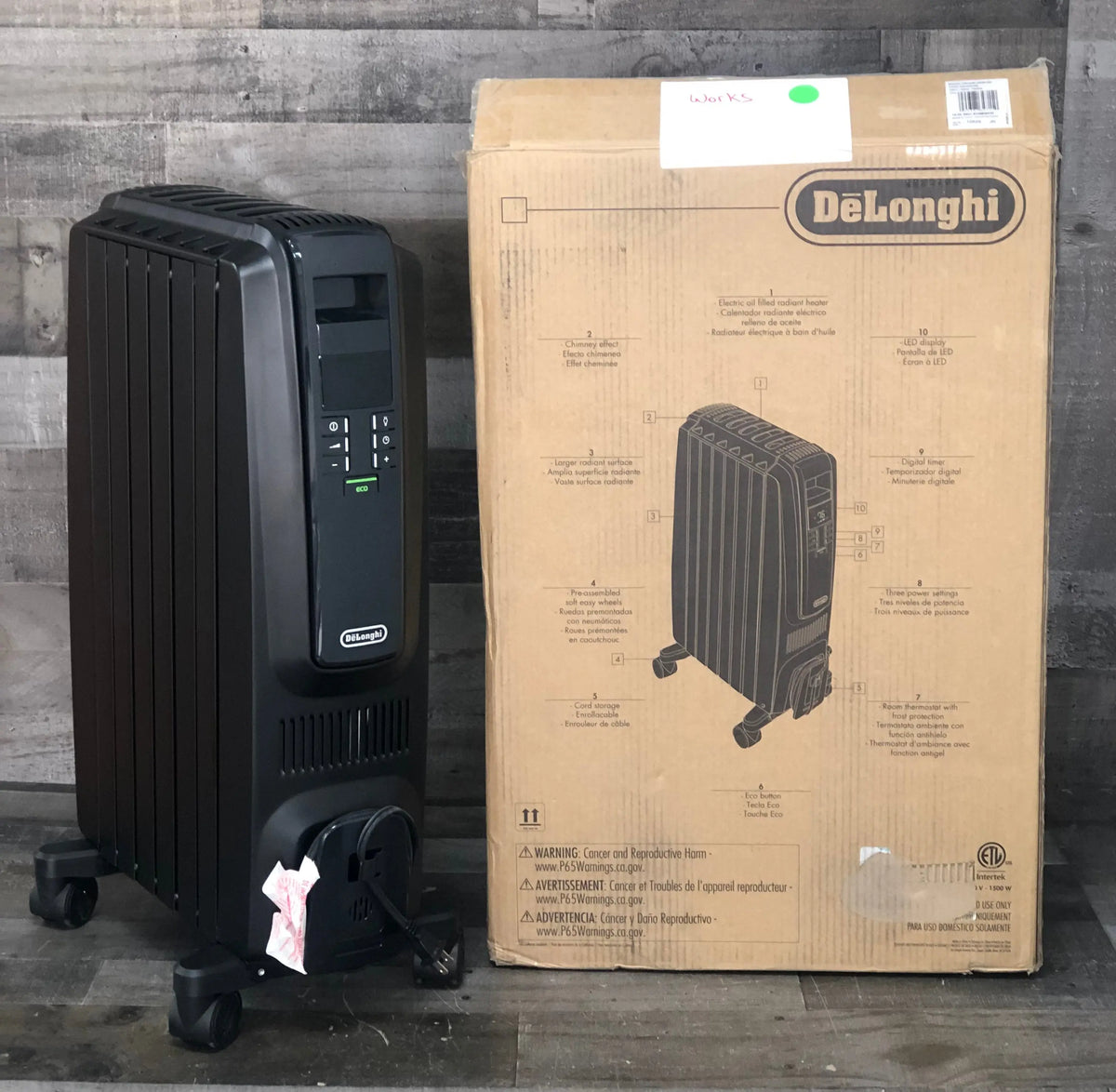 1500W Oil-Filled Radiator Space Heater with Adjustable Thermostat, 3 Heat Settings and Timer, Black