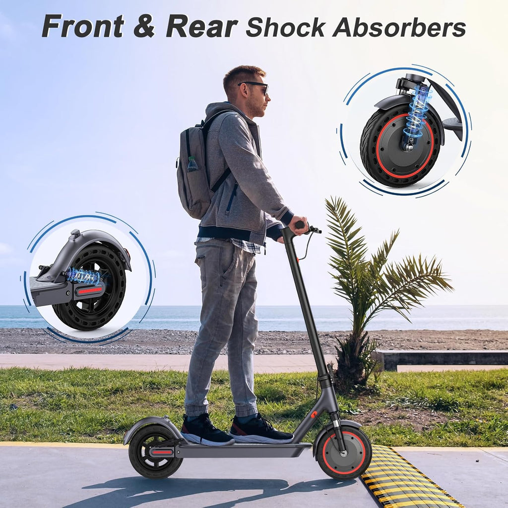 Electric Scooter with 350W/500W Motor, 8.5"/10" Solid Tires, 19/22 MPH, Up to 28-Mile Range