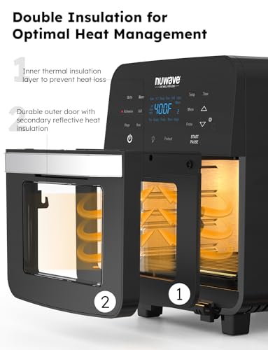 15.5-Qt Extra-Large Air Fryer Oven with Rotisserie Basket, Skewer Kit, Reversible Grill/Griddle Plate and Smart Thermometer, 1800W, Black