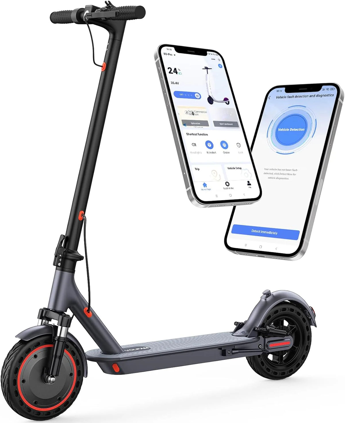Electric Scooter with 350W/500W Motor, 8.5"/10" Solid Tires, 19/22 MPH, Up to 28-Mile Range