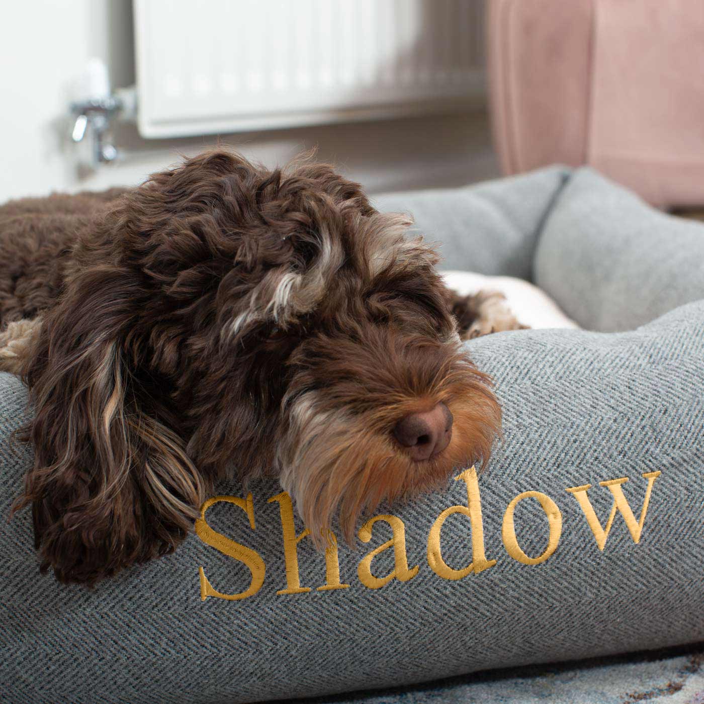 Box Bed For Dogs in Herringbone Tweed