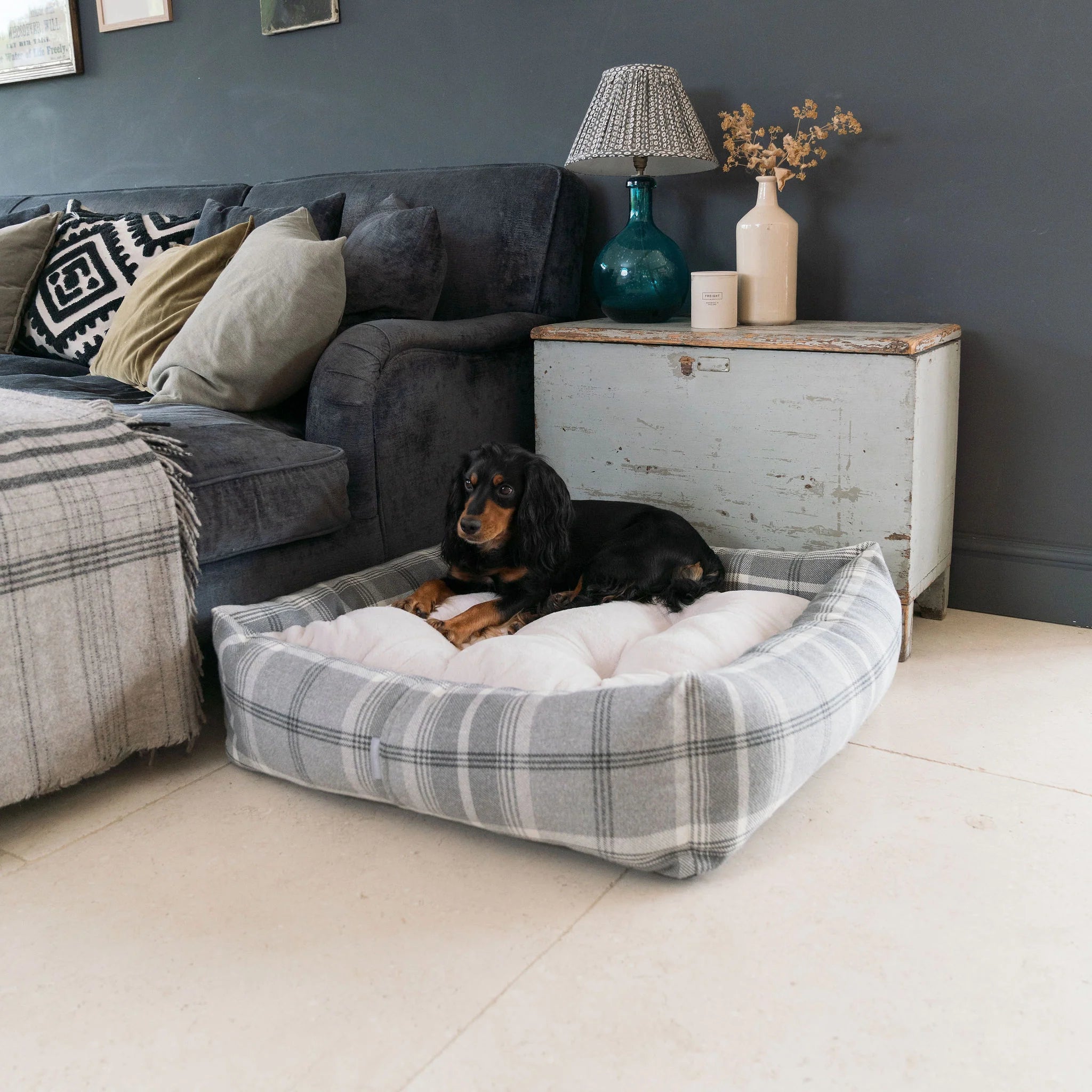Box Bed For Dogs in Balmoral Tweed