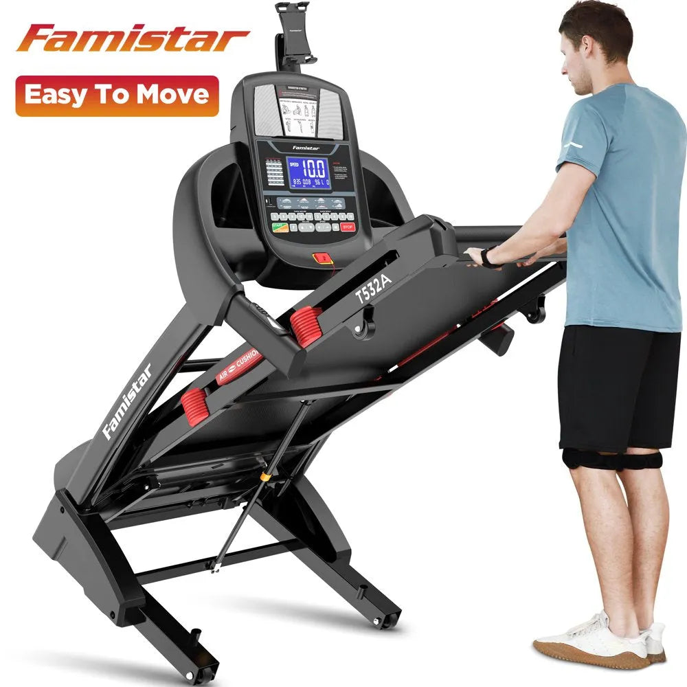 Folding Treadmill for Home with 15-Level Auto Incline, 300-Lb. Capacity and 10 MPH Speed