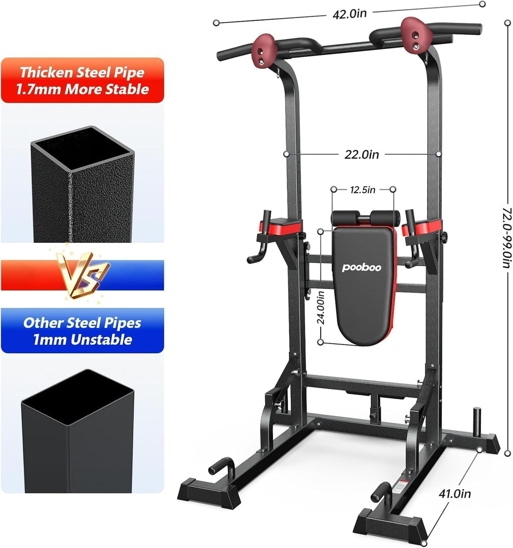 Adjustable Power Tower with Dip Station, Pull-Up Bar and Supine Board