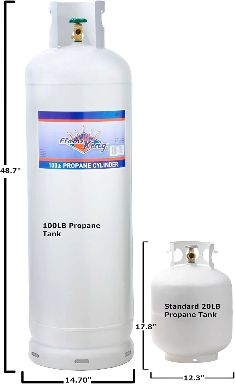 100 lb Steel Propane Tank Cylinder with POL Valve and Protective Collar, Empty Pre-Purged Propane Cylinder for Heating Systems, Fireplaces, Dryers and Grills