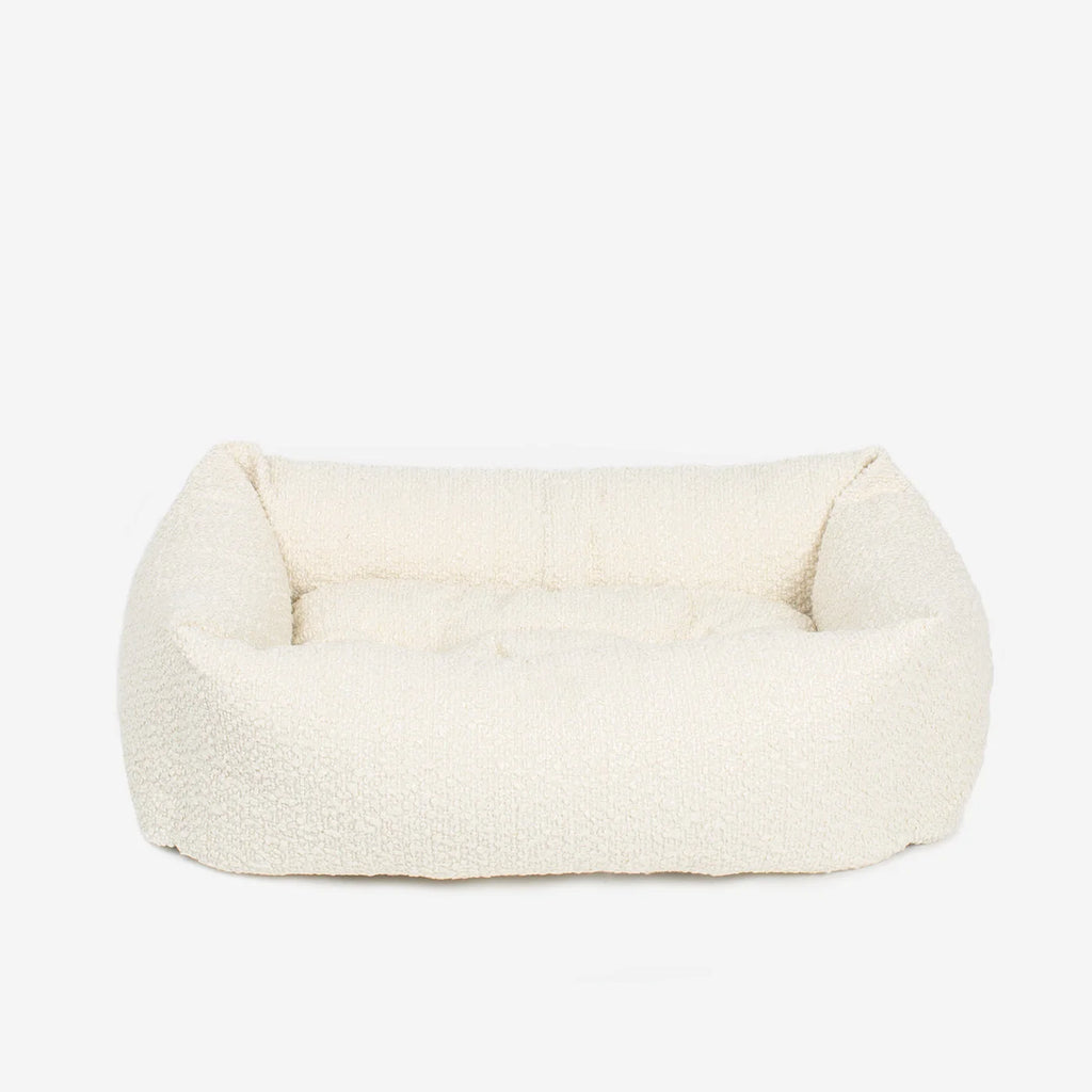 Cozy & Calming Puppy Cage Bed In Ivory Bouclé