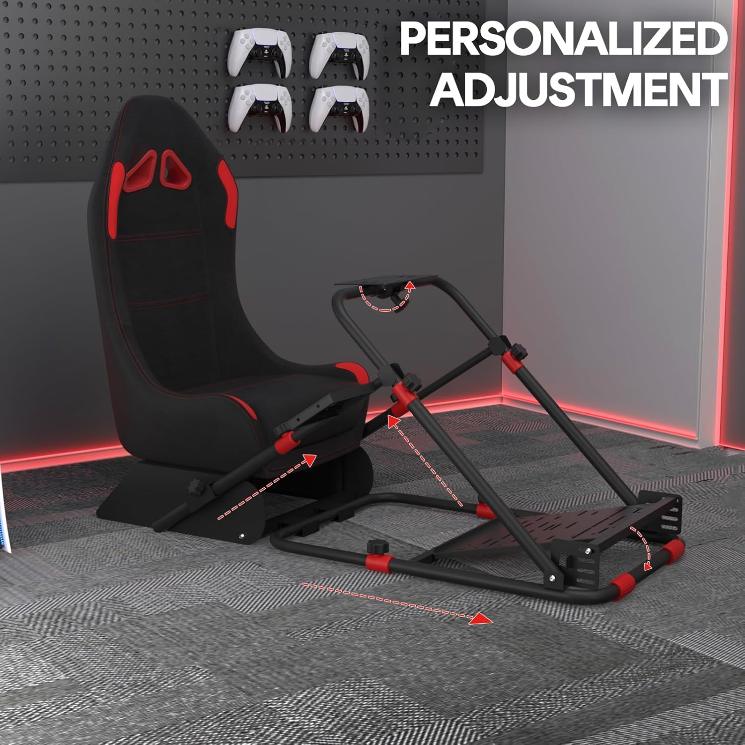 Foldable Racing Simulator Cockpit with Adjustable Racing Seat