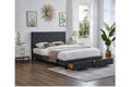 T2125C Charcoal Linen Storage Platform Bed with Footboard Drawers