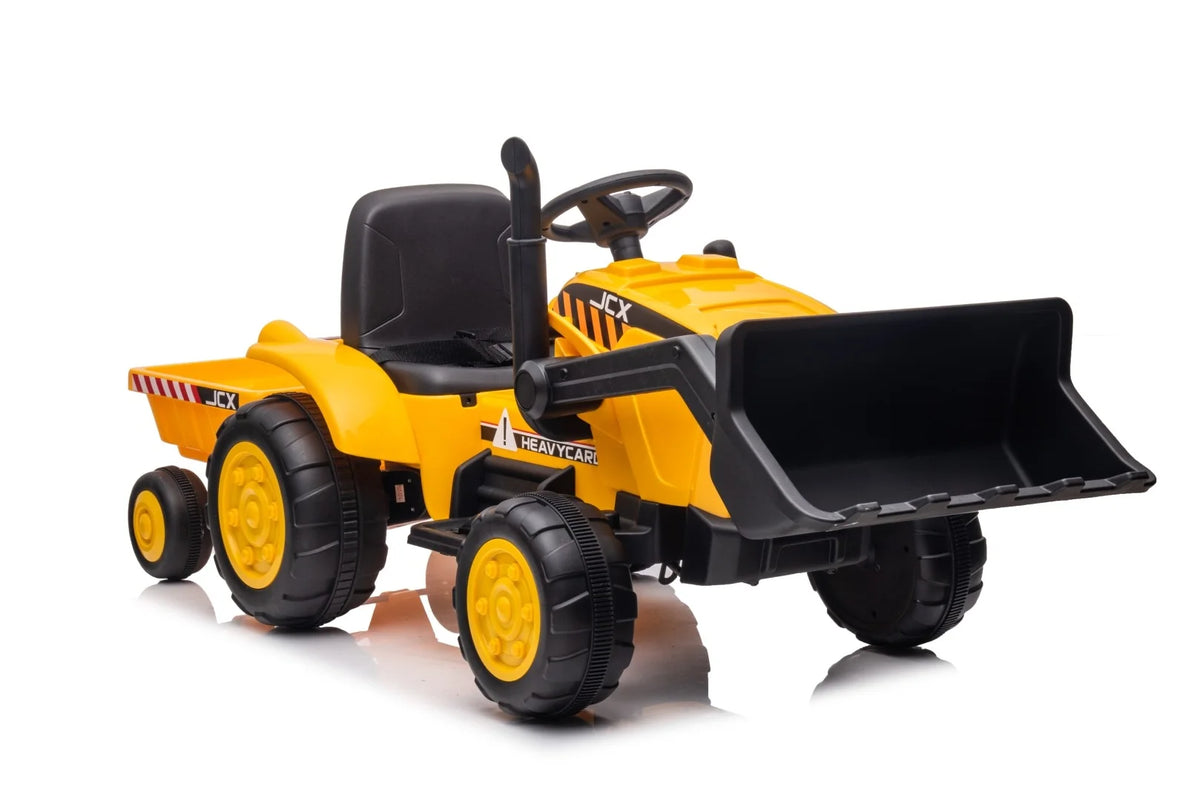 2026 12V Excavator Tractor Trailer Kids Ride On One Seater Electric Truck with RC and Wagon