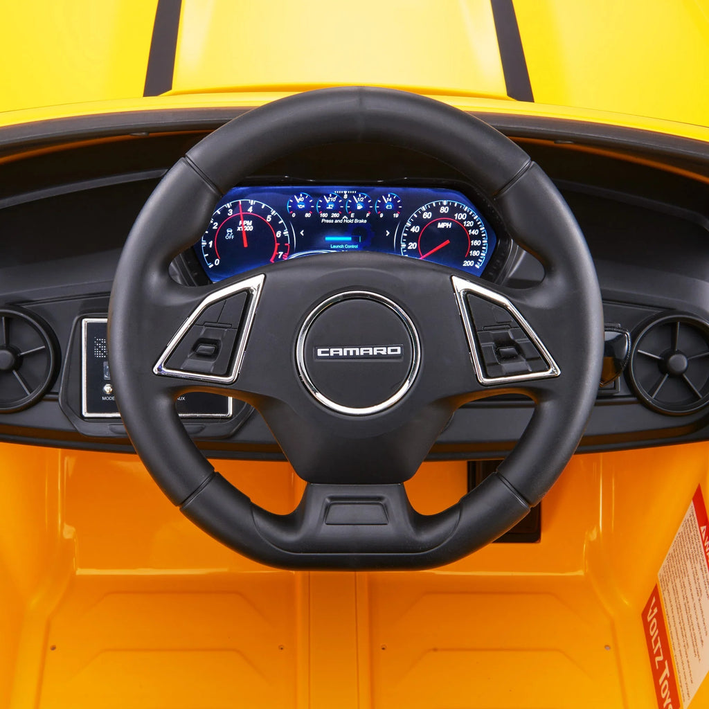 12V Chevrolet Camaro 2SS Kids Ride On One Seater Electric Car with Leather Seat, Rubber Tires and RC