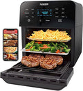 15.5-Qt Extra-Large Air Fryer Oven with Rotisserie Basket, Skewer Kit, Reversible Grill/Griddle Plate and Smart Thermometer, 1800W, Black