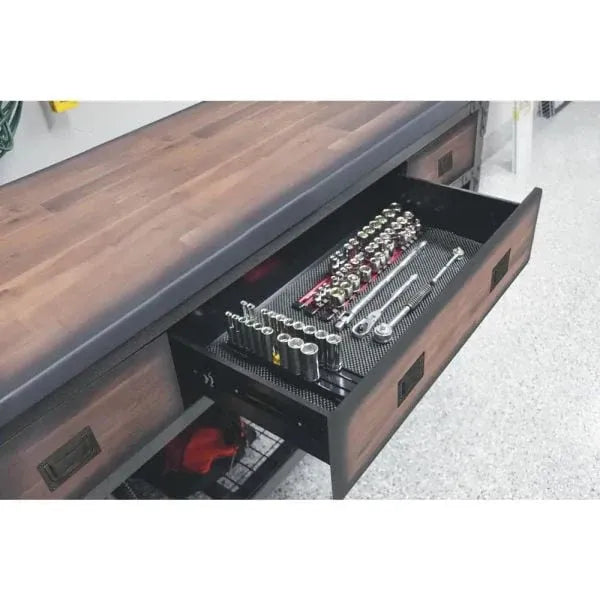 72-Inch 3-Drawer Rolling Industrial Workbench with Wood Top
