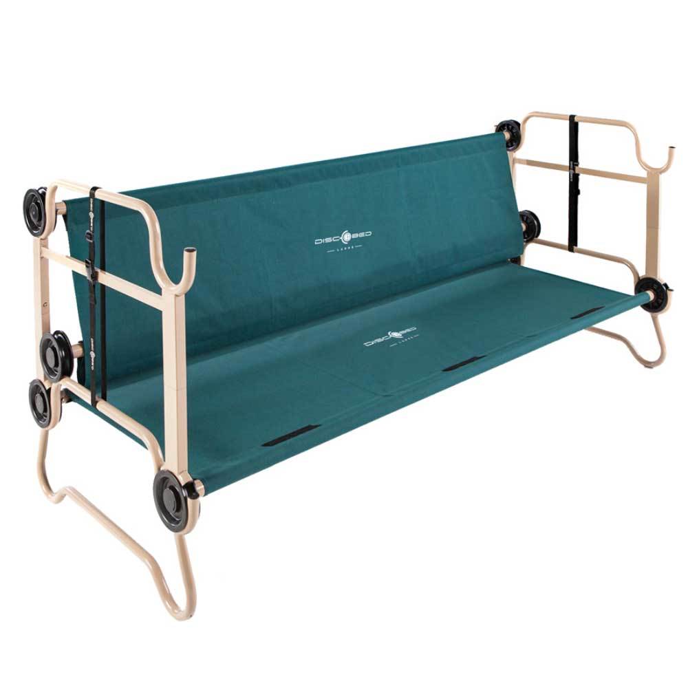 Large Double Camping Cot with Bench Conversion and Storage Organizers, Green