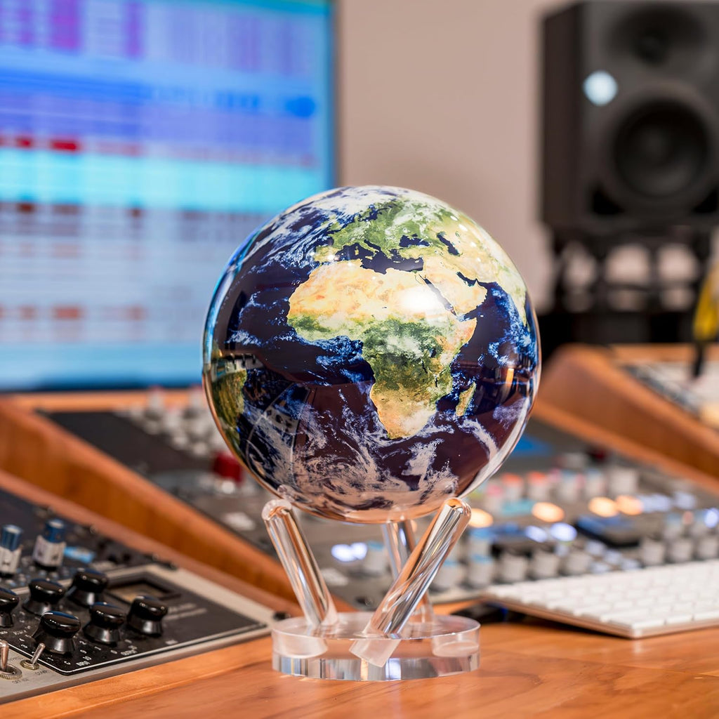 4.5-Inch Self-Rotating Earth Globe with Cloud Design, Light-Powered