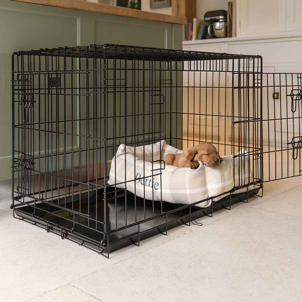 Cozy & Calming Puppy Cage Bed in Balmoral Tweed