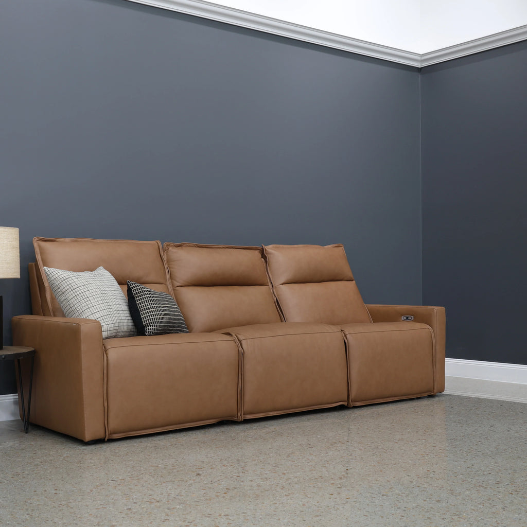 Bathurst Electric Reclining Sofa Tan Leather