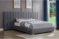 T2379 Grey Velvet Extended Panel Platform Bed