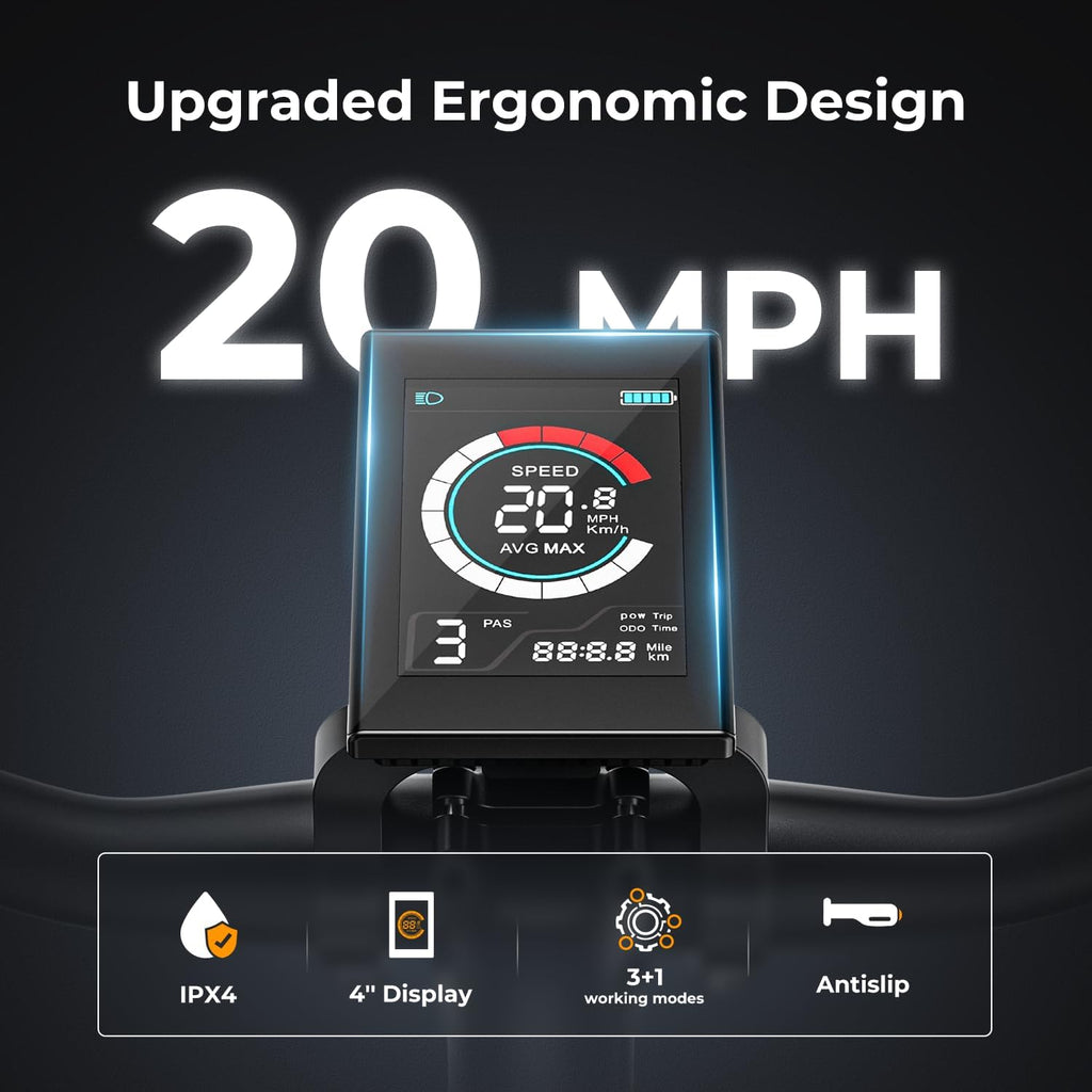500W Electric Bike, 40-Mile Range, 20 MPH Top Speed