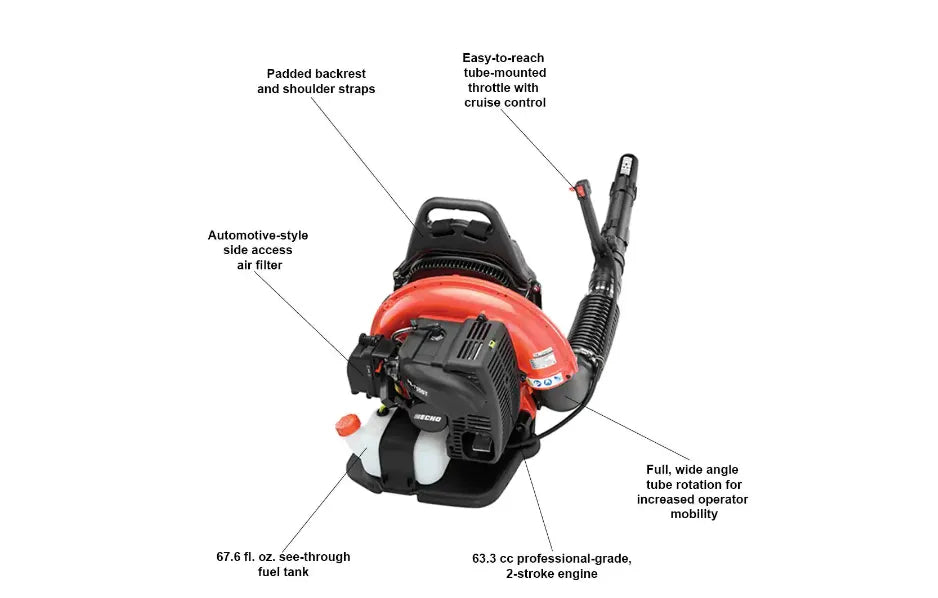 233 MPH 651 CFM 63.3cc Gas 2-Cycle Backpack Leaf Blower with Tube Throttle