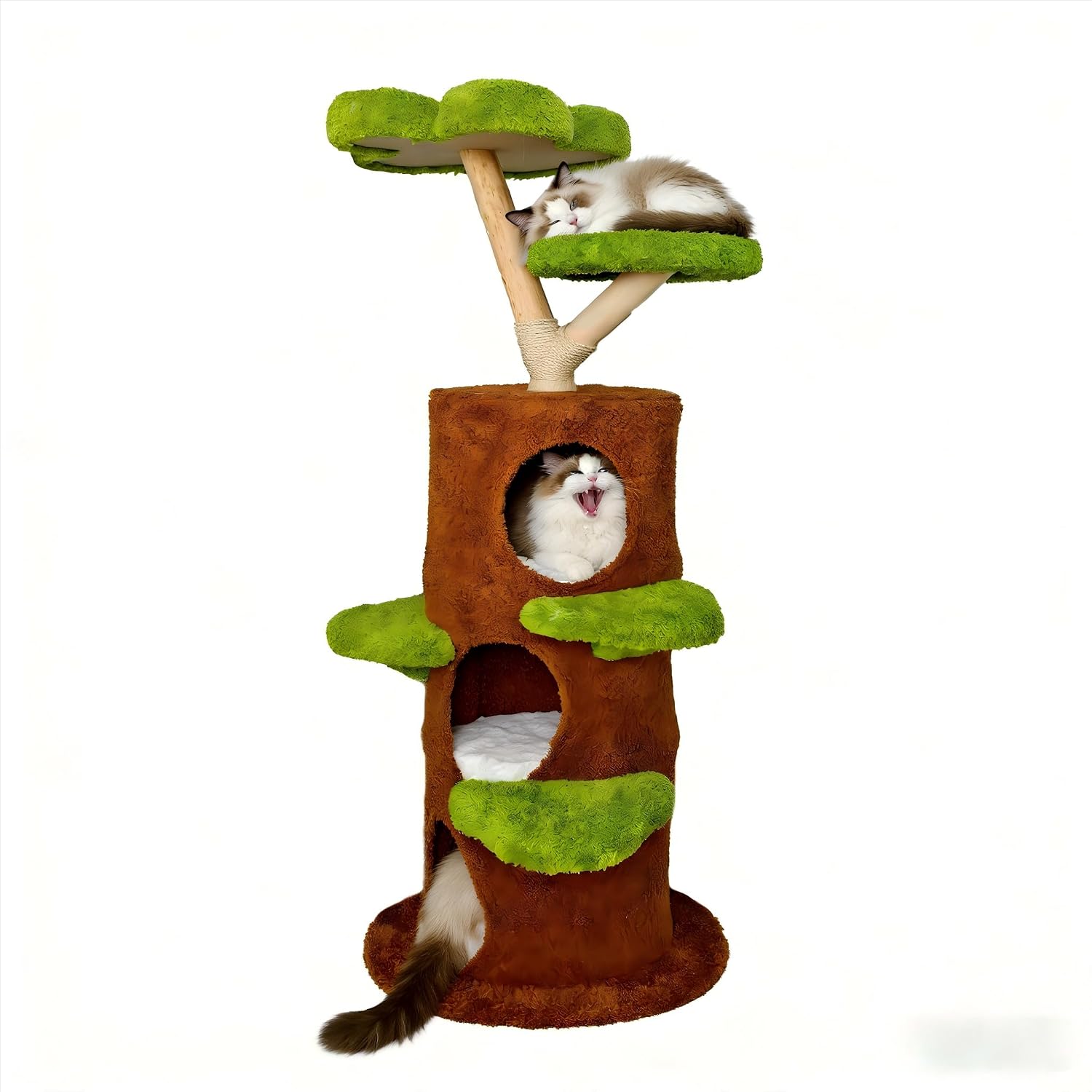 Wisfor Modern Cat Tree Tower: 58Inch Tall Cats Tree for Large Cats with Multi Condos - Indoor Wooden Kitty Tree House Sturdy with Scratching Post