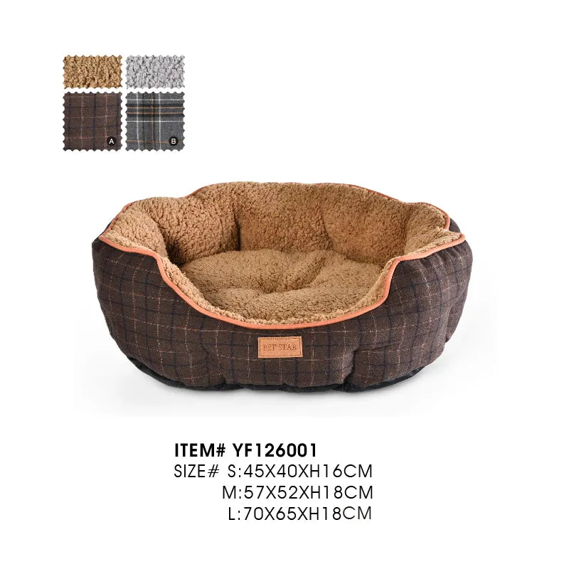 Plaid Pet Bed Dog Bed