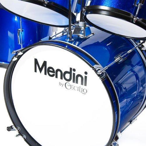 16-Inch 5-Piece Junior Drum Set for Kids with Adjustable Throne, Cymbal, Pedal and Drumsticks, Blue Metallic