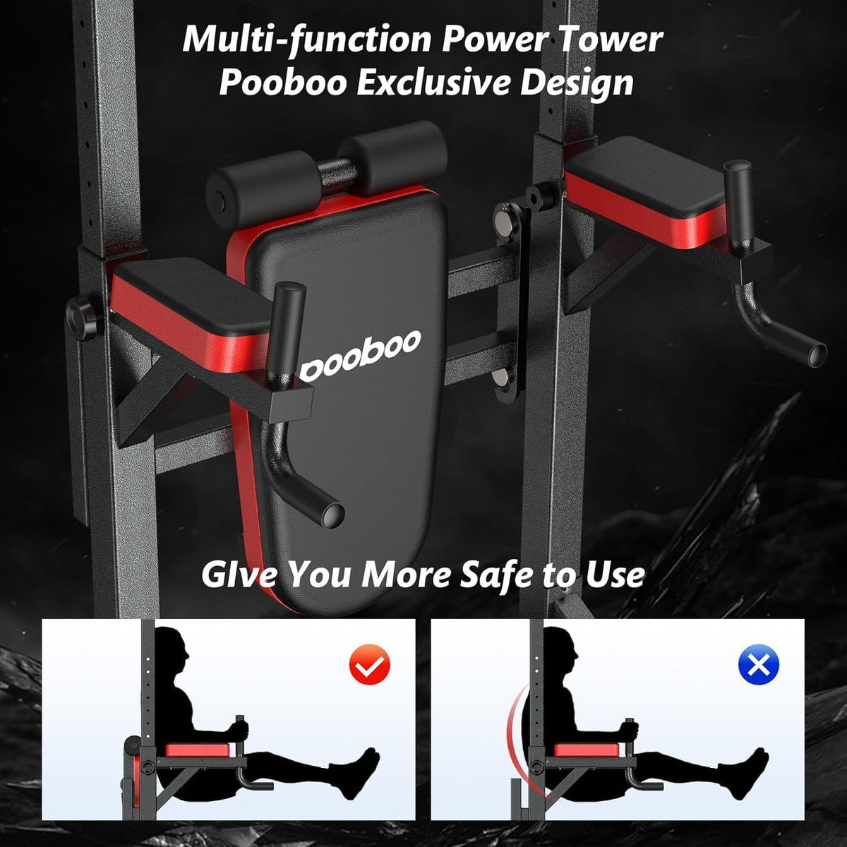 Adjustable Power Tower with Dip Station, Pull-Up Bar and Supine Board