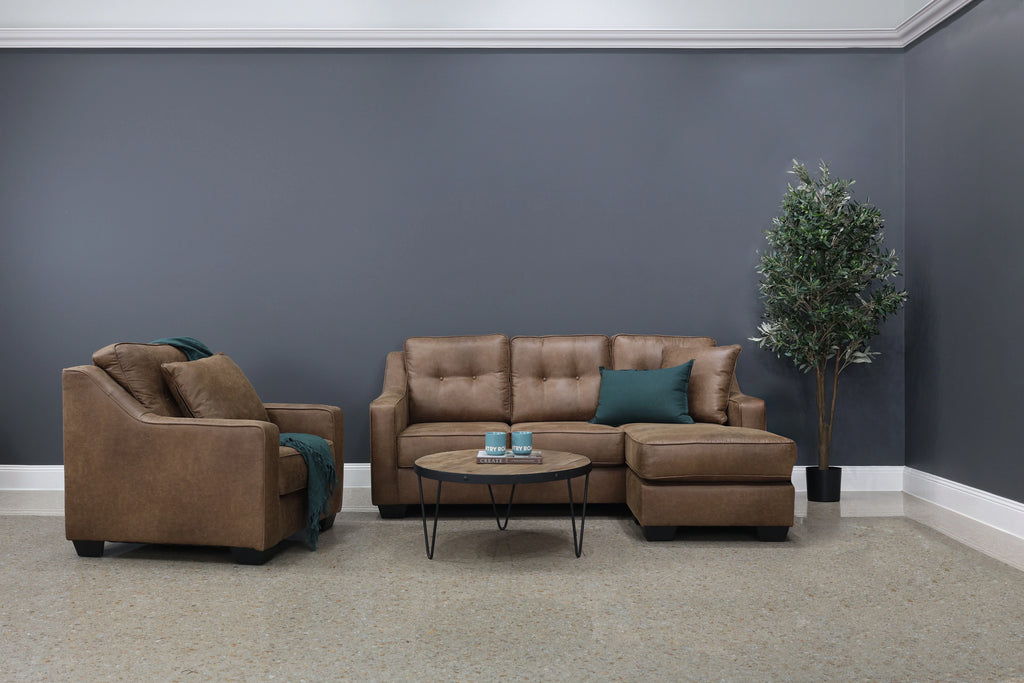 Victoria Sofa Chaise Tan Leather Air