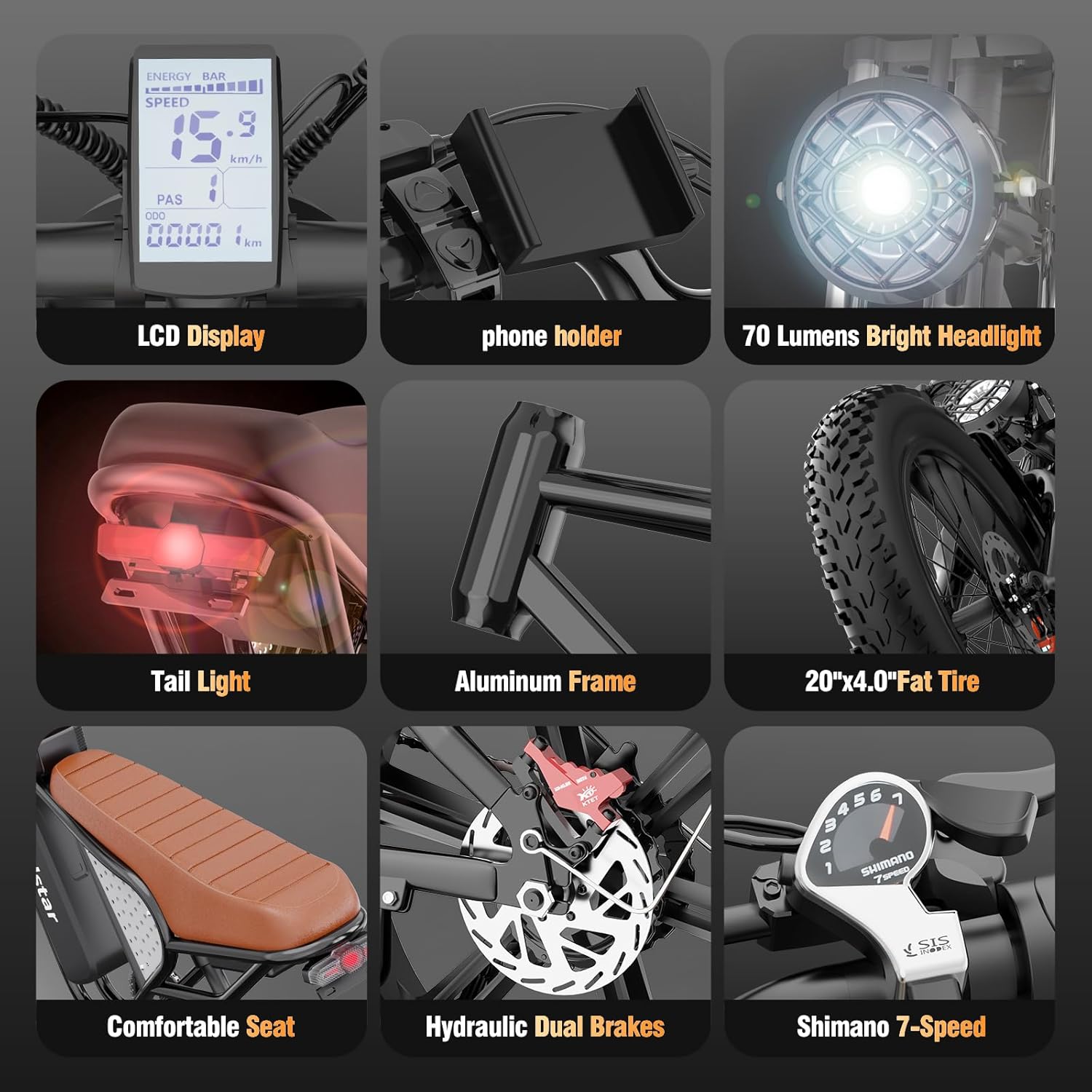 2000W Electric Bike with 37 MPH Top Speed and 20-Inch Fat Tires