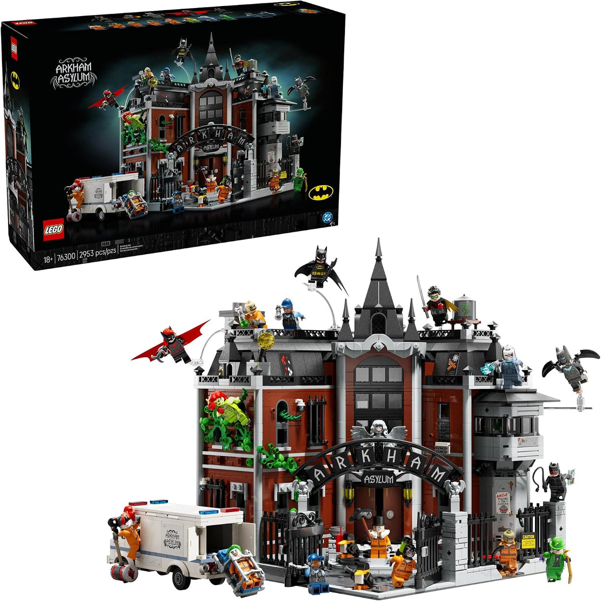DC Arkham Asylum Building Set for Adults Home Decor for Bedroom, Office, or Book Shelf Collectible for Comic Book & Movie Fans, Ages 18+ Gift Idea for Birthdays 76300