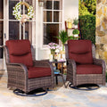 7 Piece Luxury Patio Furniture Set with 6" Thick Cushions, Weather Resistant Wicker High Back Swivel Rocker Chairs, Senior Friendly Outdoor Sofa Set for Large Deck, Yard and Poolside, Blue(V2)