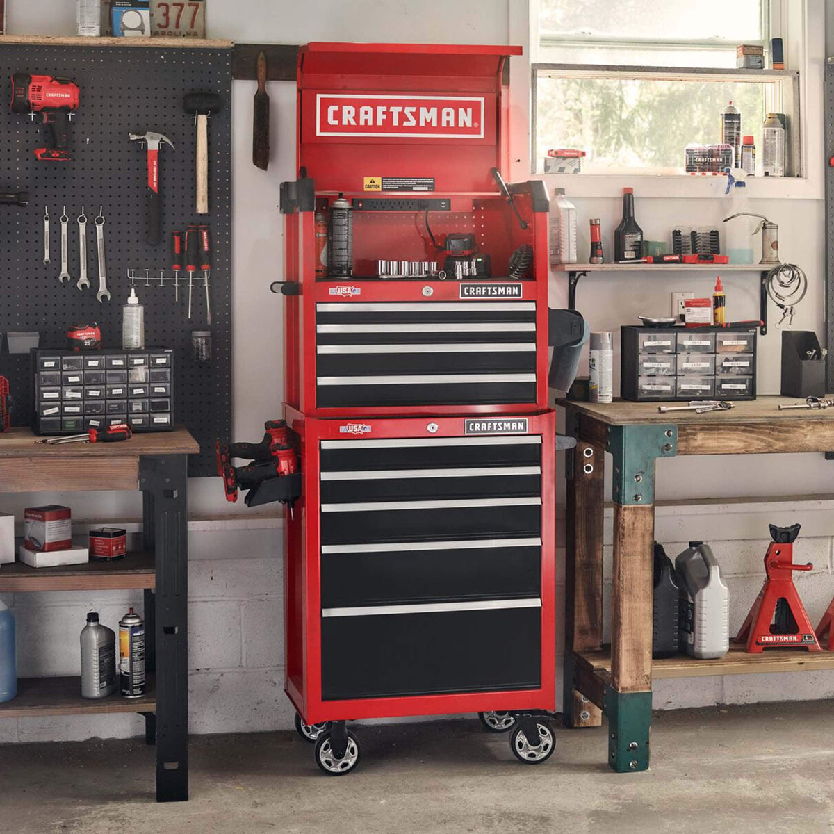 26-Inch W x 36.5-Inch H 5-Drawer Steel Rolling Tool Cabinet, Red