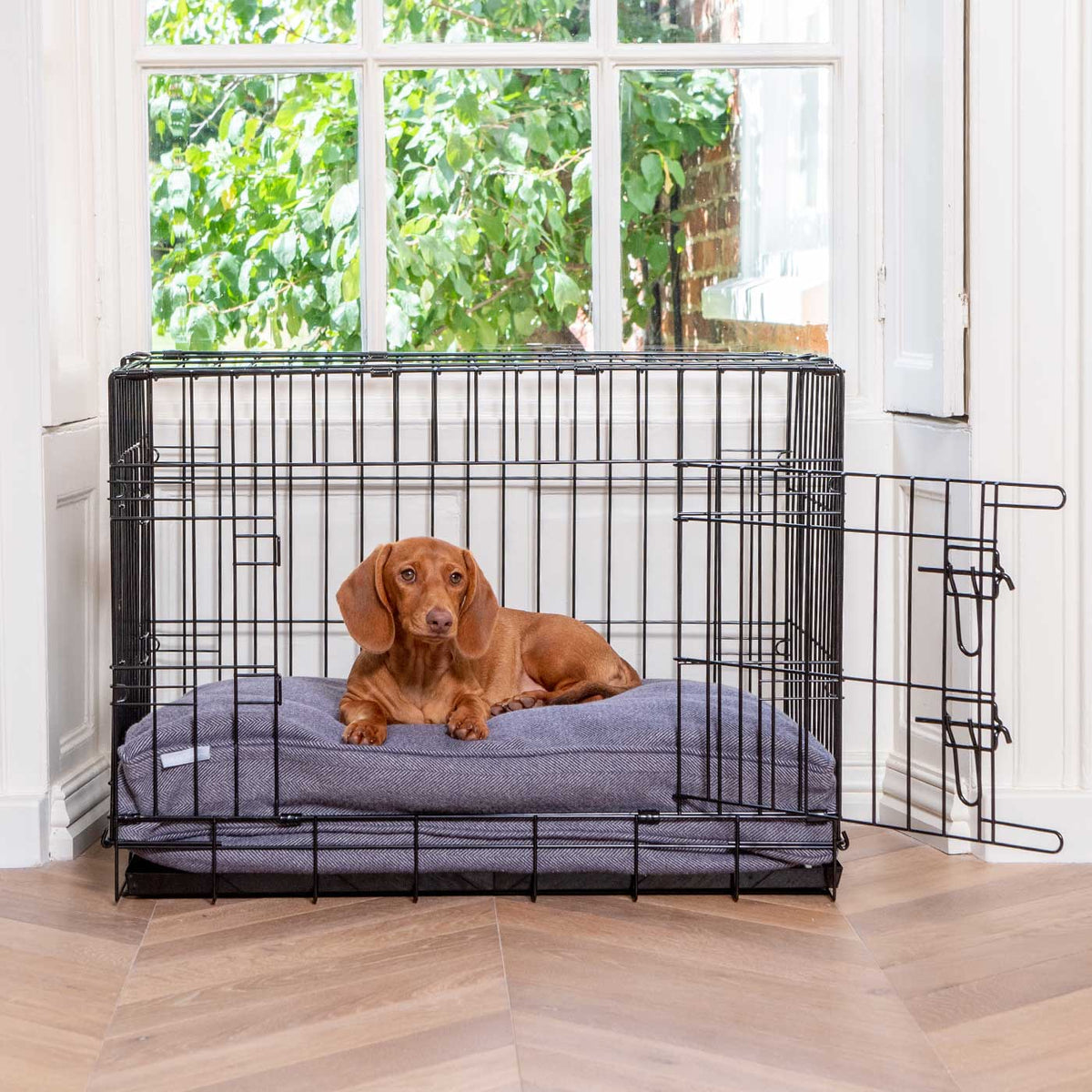 Dog Cushion in Oxford Herringbone Tweed