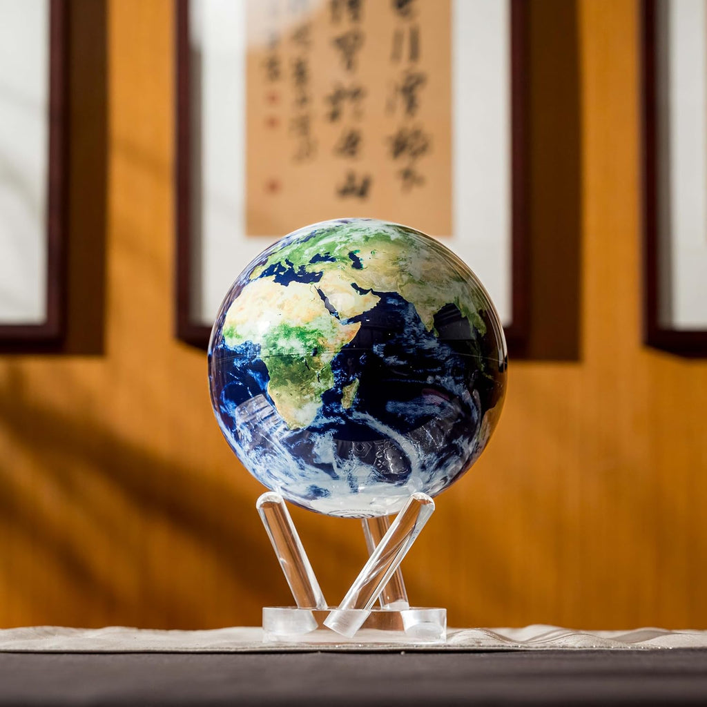 4.5-Inch Self-Rotating Earth Globe with Cloud Design, Light-Powered