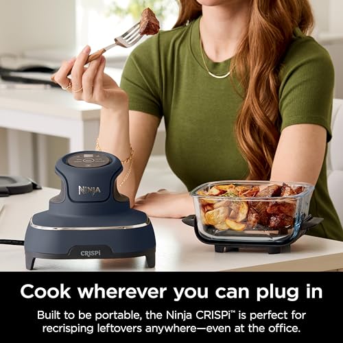4-in-1 Portable Glass Air Fryer Cooking System with 4QT & 6-Cup Glass Containers and Storage Lids, Cyberspace