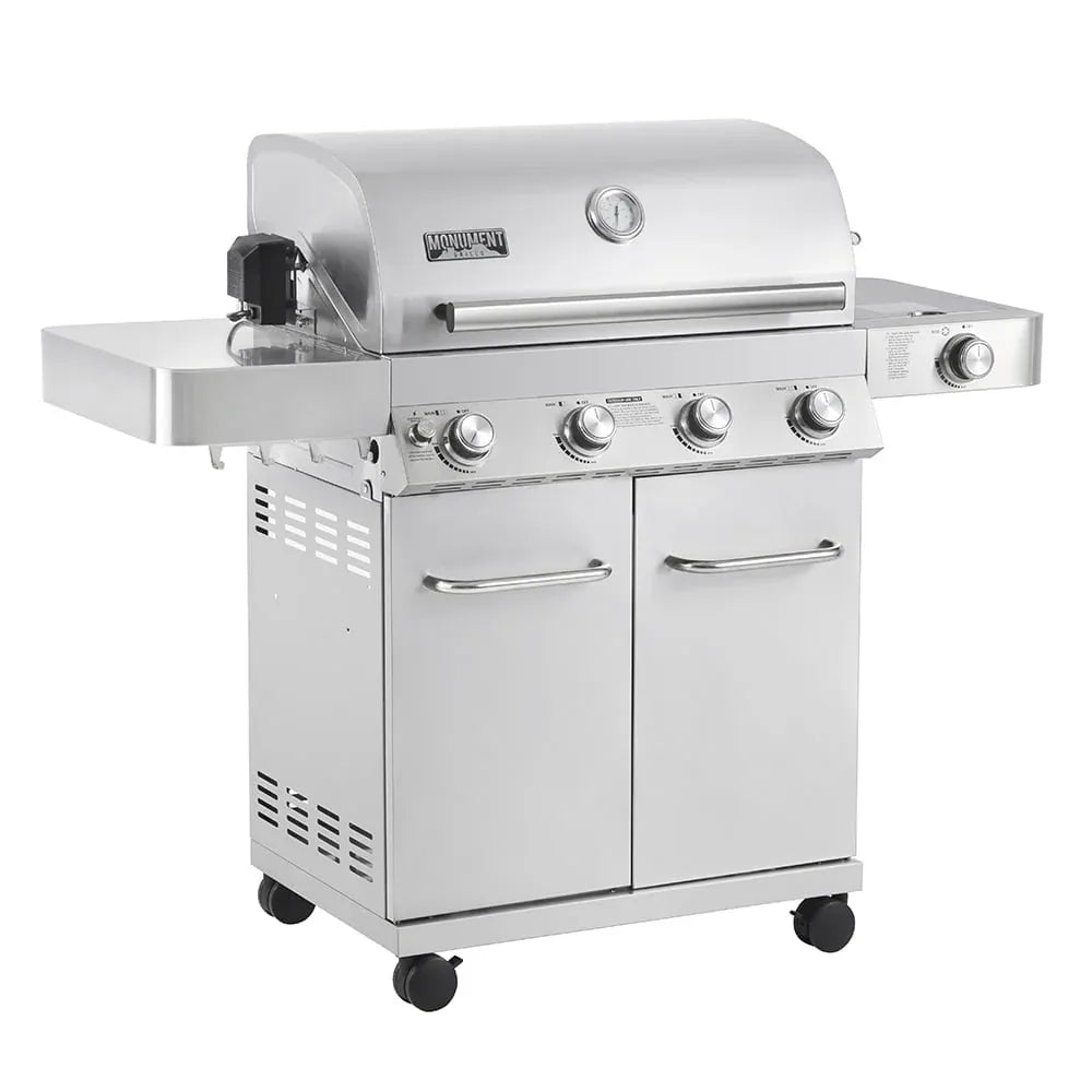 4-Burner Stainless Steel Propane Gas Grill with Rotisserie