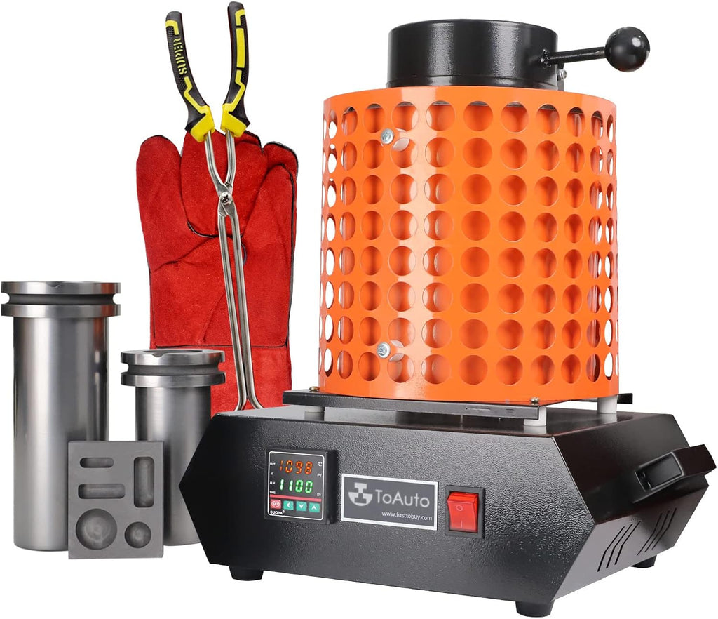 1400W Gold Melting Furnace, 1+3KG Capacity, Up to 2100°F