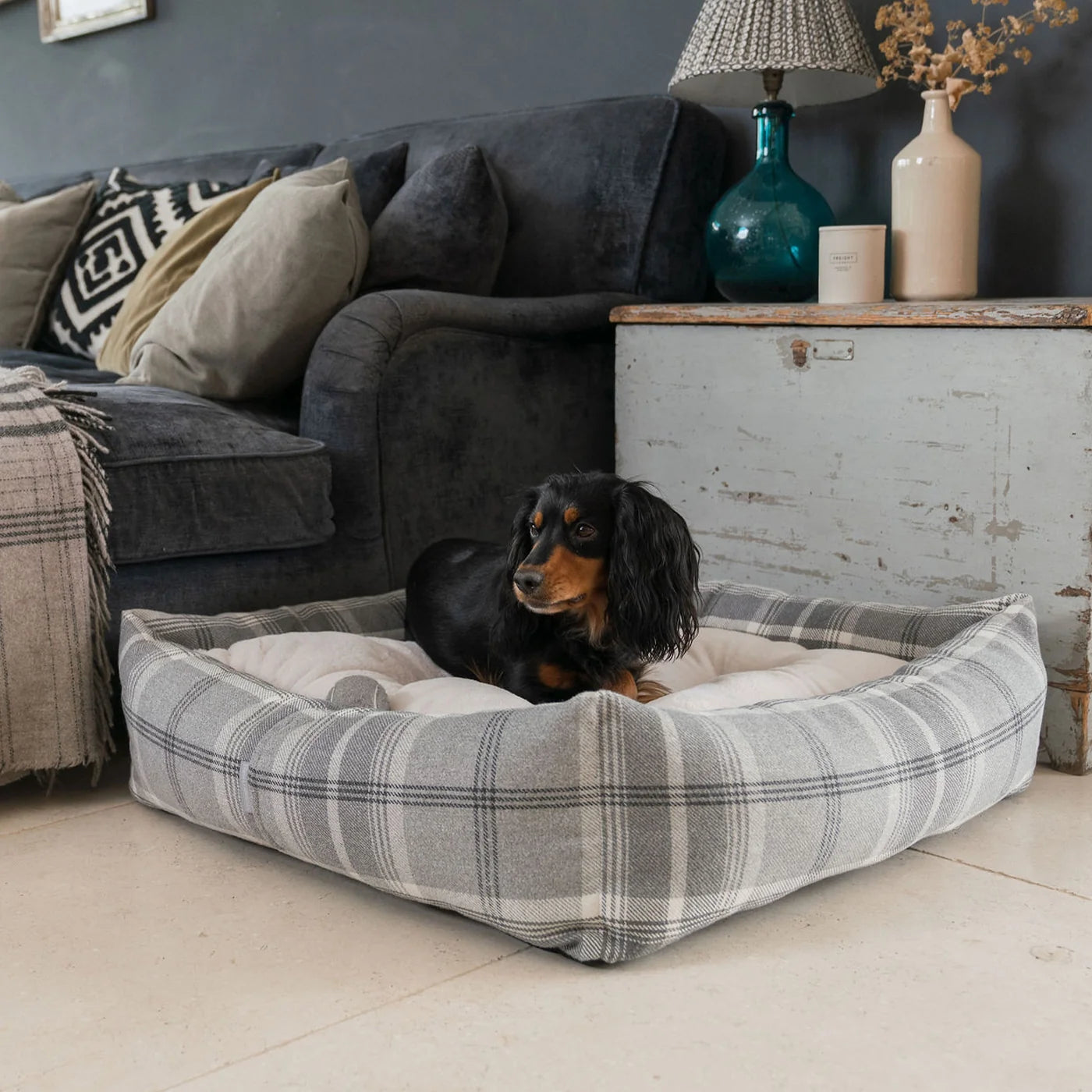 Box Bed For Dogs in Balmoral Tweed