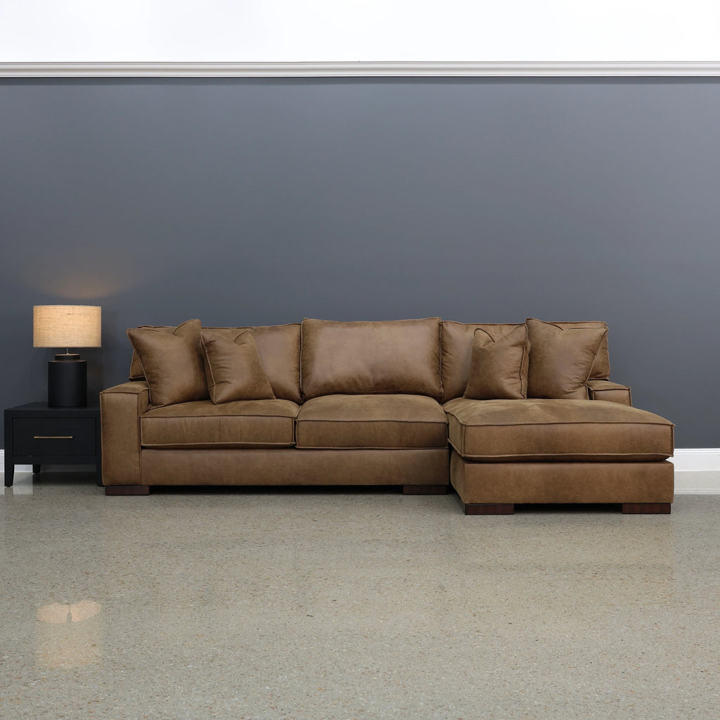 Gembrook RHF Sofa Chaise Tan Leather Air