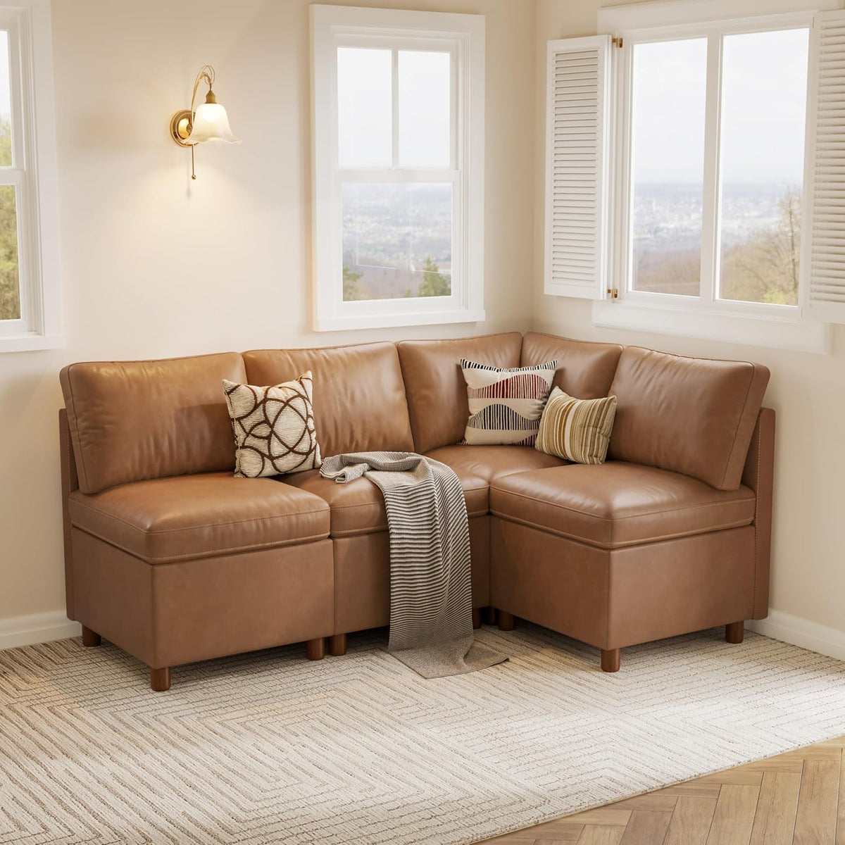 Breakfast Nook Bench with Storage, Beige, 5 Seat (1 Corner)