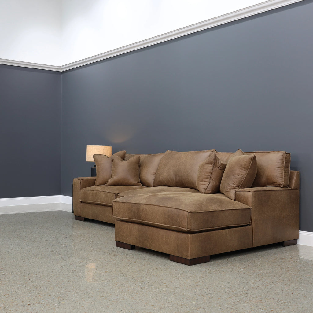 Gembrook RHF Sofa Chaise Tan Leather Air