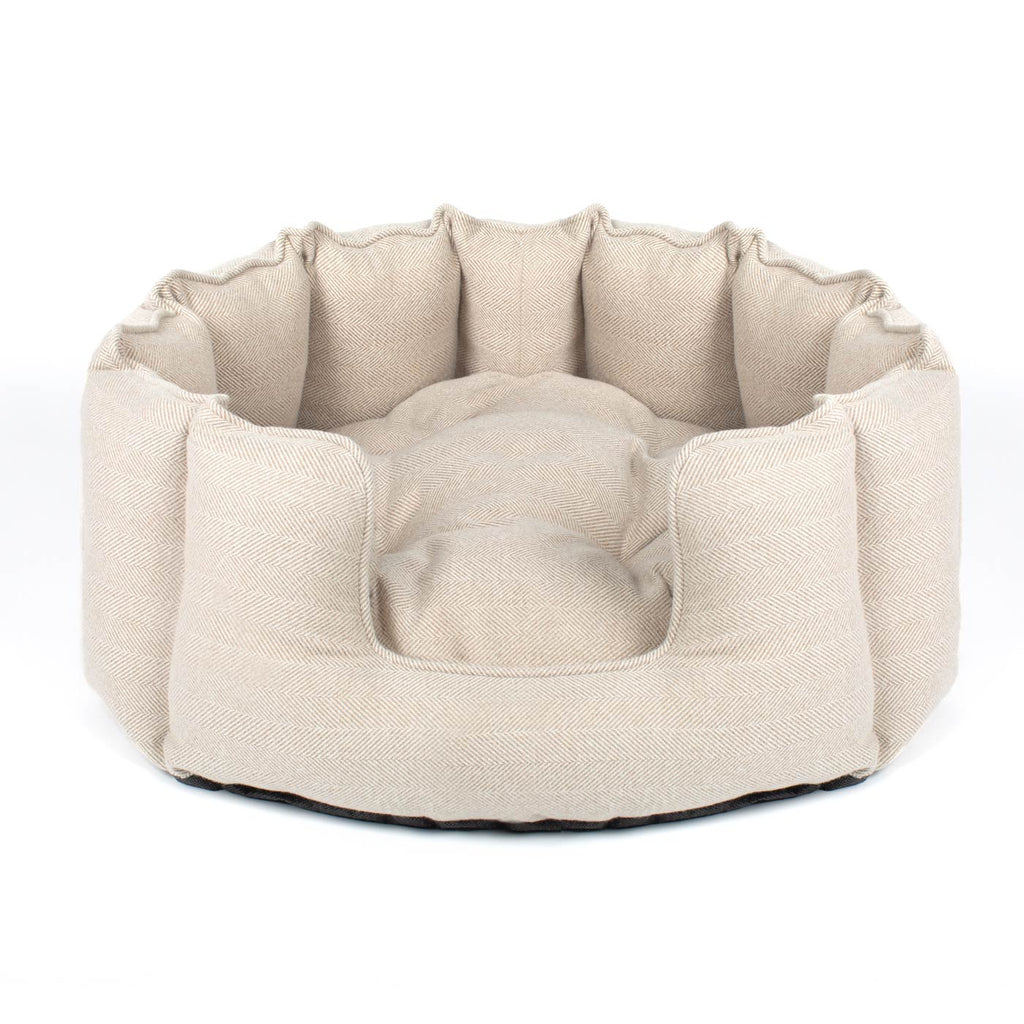 High Wall Bed For Dogs in Herringbone Tweed