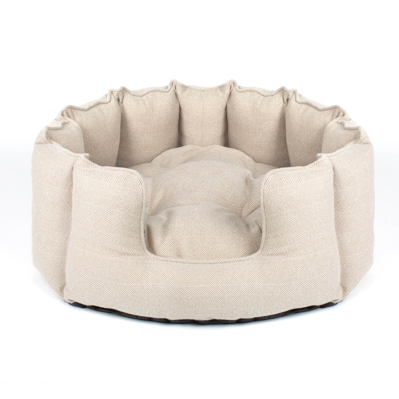 High Wall Bed For Dogs in Herringbone Tweed