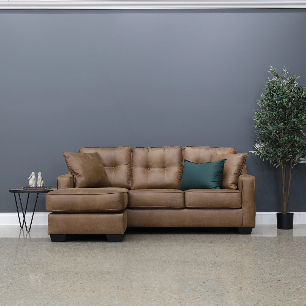 Victoria Sofa Chaise Tan Leather Air